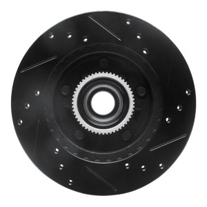 Chevrolet S10 Blazer Brake Rotor (1) - Front Left - R1 Concepts - Drilled & Slotted - Black - `91-`03